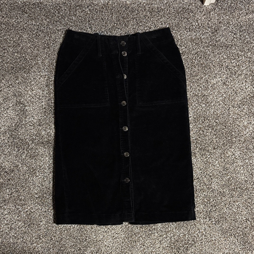 Vero Moda Black Corduroy Midi Skirt